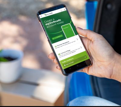 smart phone displaying the screen to create a myvicroads account