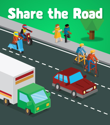 Image of vehicles cyclists and motorcyclists on a road