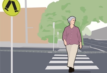 Illustration of a woman at a zebra crossing