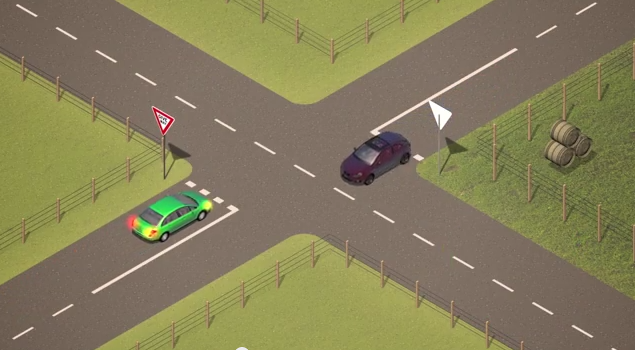 Show video; Giving way at intersections